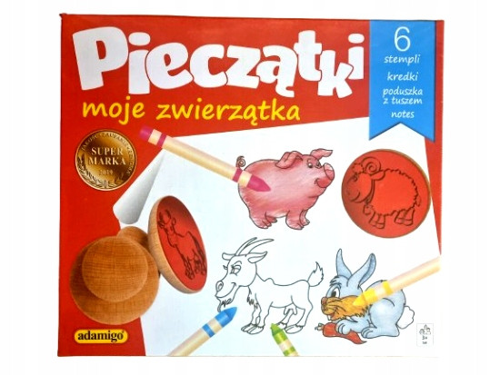 Adamigo Pieczątki Zwierzątka Stemple z Kredkami Zestaw Kreatywny 3+ ADM6144
