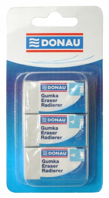 Gumka uniwersalna DONAU, 3szt., biała