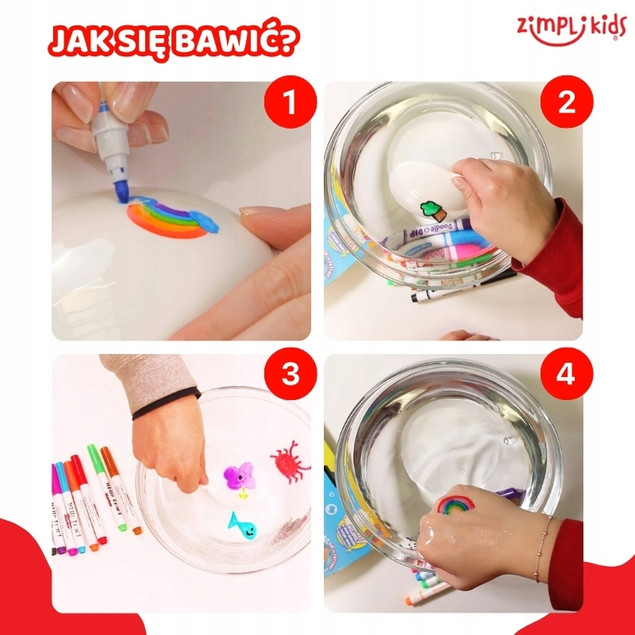 Zimpli Kids Doodle N Dip: Zestaw Tatuaży do Wody z Flamastrami