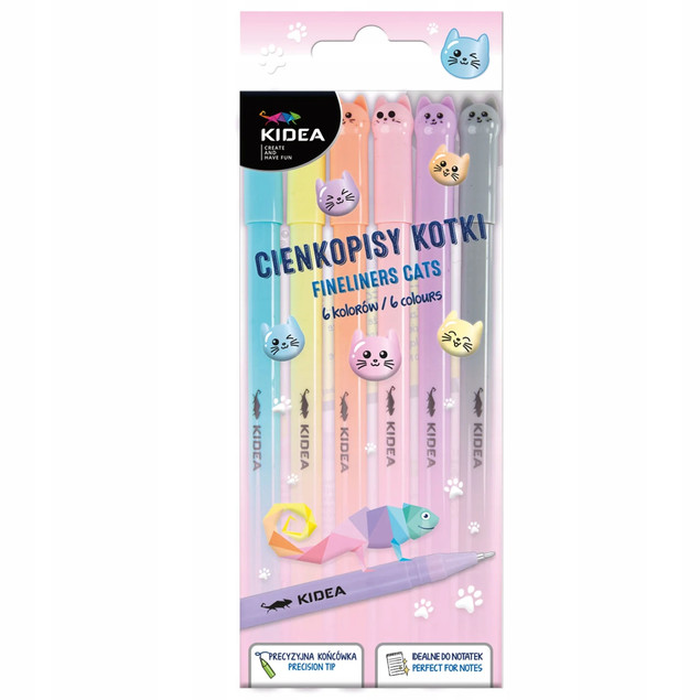 Cienkopisy kotki 6 szt. – Kidea