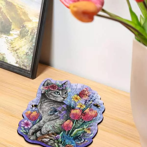 Drewniane puzzle Magiczny kot 150 elementów