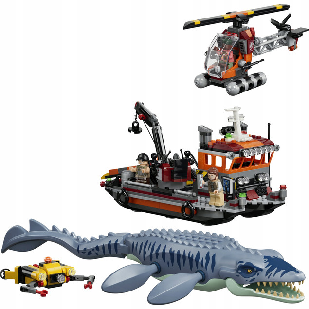 LEGO Jurassic World 77983 Atak Mosazaura na Łódź – Zestaw Dinozaur Akcja