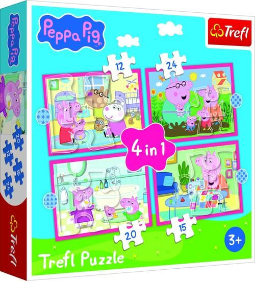 Puzzle 4 w 1 Świnka Peppa Peppa uwielbia przygody Trefl 34672