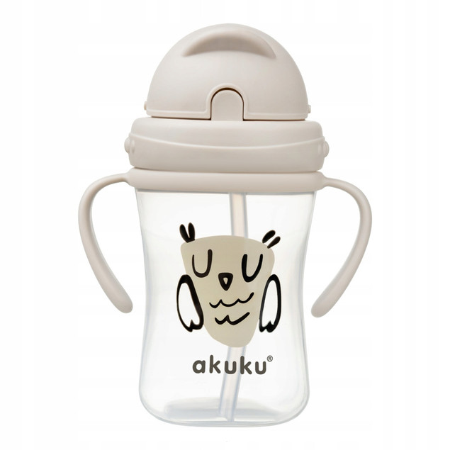 AKUKU Bidon z Chowaną Słomką SOWA 300ml dla Dzieci
