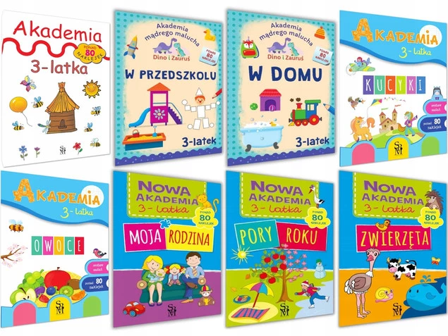Akademia 3-Latka ZADANIA ĆWICZENIA Zwierzęta Rodzina Owoce Pory Roku 3+ SBM