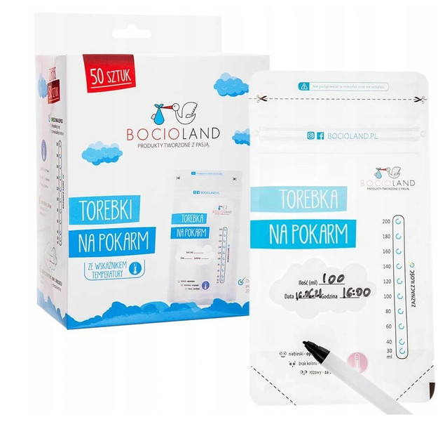 3x BOCIOLAND Woreczki Do Mrożenia Pokarmu Torebki Strunowe 200ml 150 szt