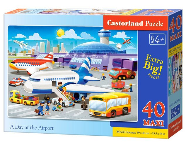 Puzzle 40 Maxi Układanka SAMOLOT Lotnisko Autobus Pasażerowie 4+ Castorland