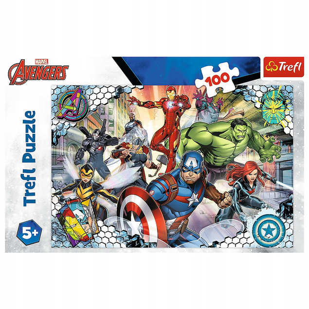Puzzle 100 Układanka AVENGERS Iron Man Hulk THOR MARVEL 5+ Trefl 16454
