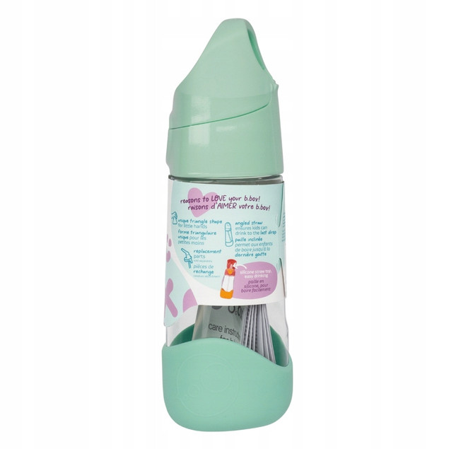 B.box Bidon ze Słomką Tritan Spearmint 450 ml Butelka dla Dzieci do Szkoły
