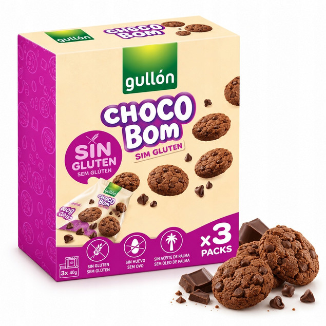 Gullón GLUTEN FREE Choco Bom Bezglutenowe Ciasteczka Czekoladowe 120g