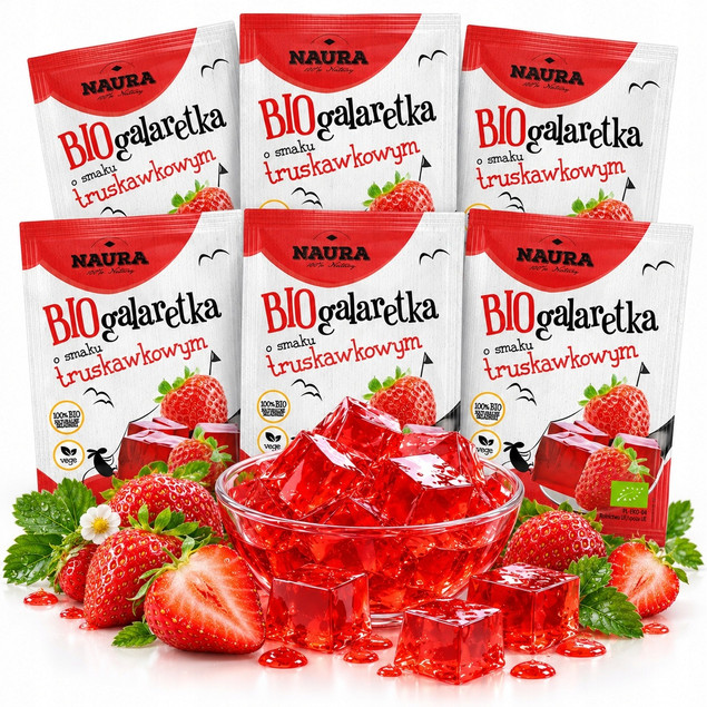 Naura BIO Naturalna Wege Galaretka Truskawkowa x6