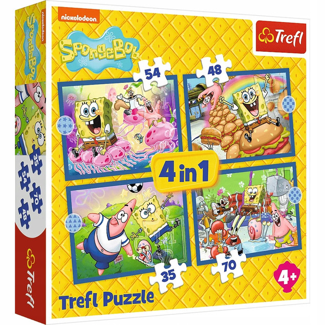 Puzzle Trefl 207 elementów Puzzle 4w1 Podwodne życie SpongeBoba