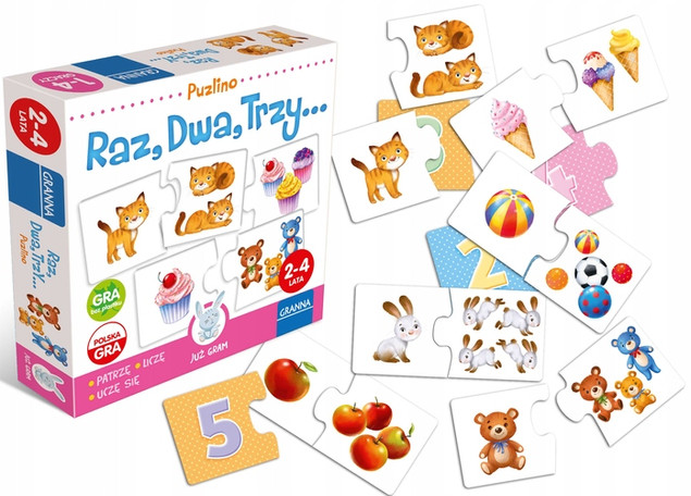 Puzlino Raz, Dwa, Trzy... Gra Edukacyjna Puzzle Układanka 2+ Granna 4137