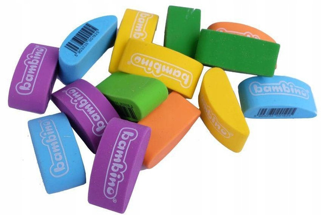Gumka Do Mazania Ścierania Miękka MIX Kolorów Bambino x3