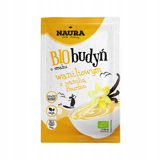 NAURA Budyń o smaku waniliowym z wanilią Bourbon bez cukru BIO 38 g