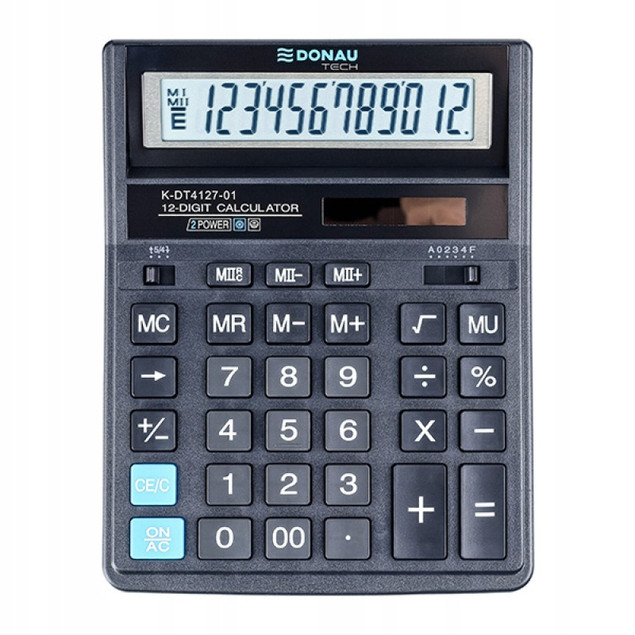 Kalkulator biurowy DONAU TECH K-DT4127-01 czarny 12-cyfrowy