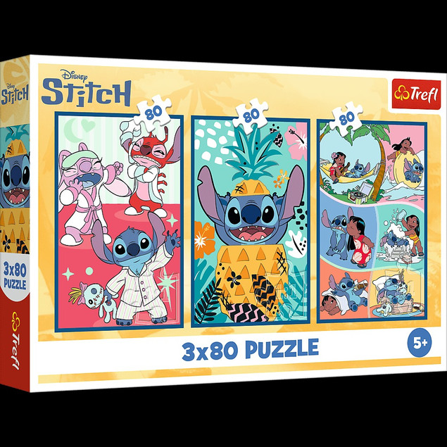 Puzzle 3x80 Świat Stitcha Trefl