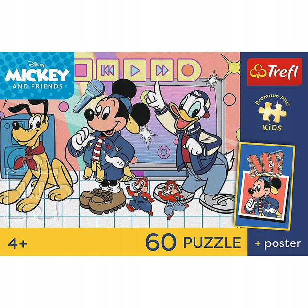 Trefl Puzzle 60 el. Myszka Mickey i Przyjaciele + Plakat