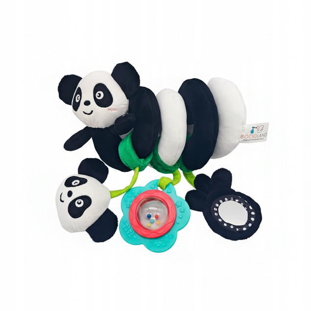 Zawieszka do Wózka PANDA Spiralna Sensoryczna z Lusterkiem i Grzechotką 0m+