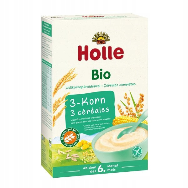 HOLLE BIO Kaszka Pełnoziarnista 3 Zboża Bez Cukru 250g 6M+