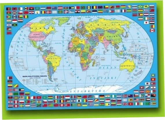 Podkład Na Biurko Obustronny MAPA ŚWIATA 35 cm x 50 cm Derform