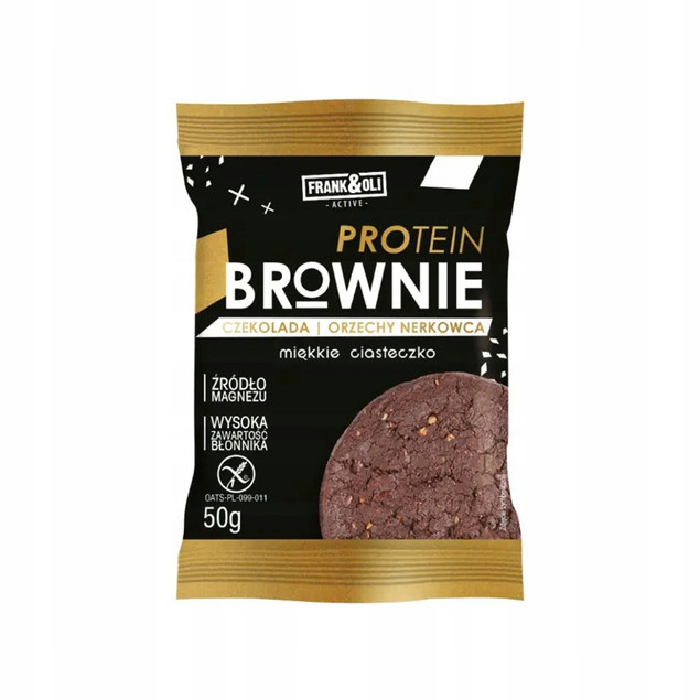 FRANK&OLI Ciastko Proteinowe Brownie ORZECHY NERKOWCA CZEKOLADA 50g x12