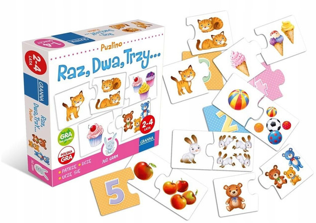 Puzlino Raz, Dwa, Trzy... Gra Edukacyjna Puzzle Układanka 2+ Granna 4137
