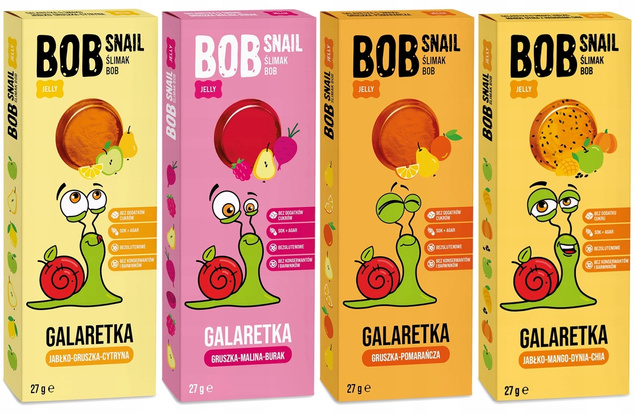 BOB SNAIL Jellies Galaretka ZESTAW 4x 27g MIX SMAKÓW Dla Dzieci Bez Cukru