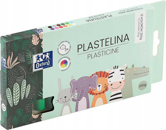 Plastelina Oxford Kids 12 Kolorów Miękka Elastyczna 100g
