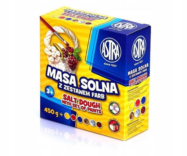 Masa Solna 450g + Zestaw 6 Farb Do Malowania Dla Dzieci 3+ Astra
