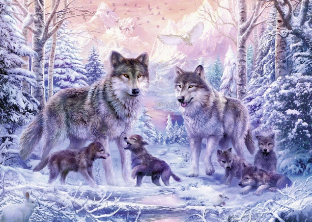Puzzle 1000 Śnieżne wilki