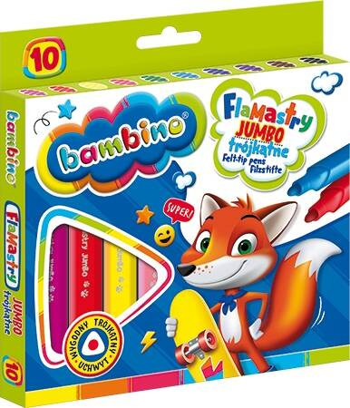 Flamastry trójkątne Jumbo 10 kolorów Bambino