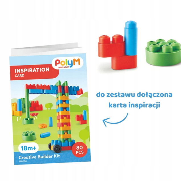 Klocki Konstrukcyjne MIĘKKIE PolyM Pojazdy Budowlane 80 el. 18m+ | Do Kąpieli i Prania