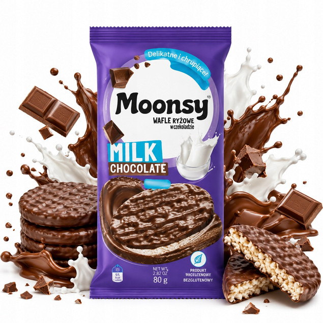 Moonsy Wafle Ryżowe Czekolada Mleczna 65 g