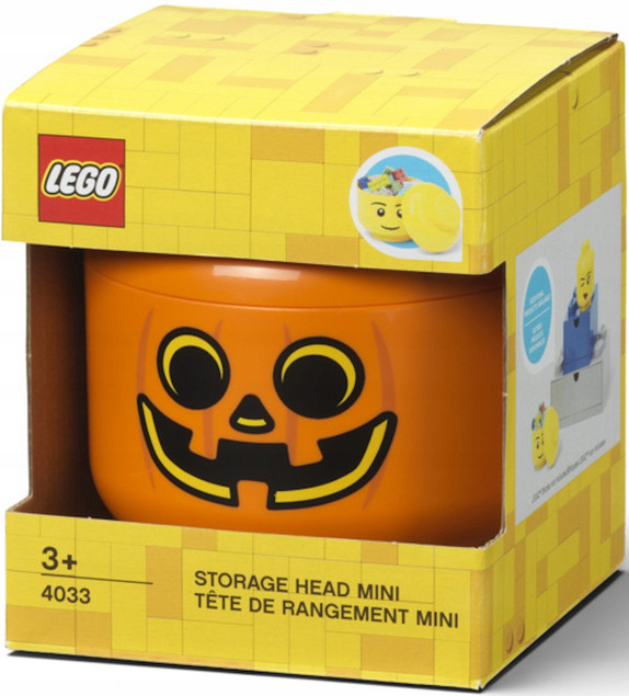LEGO POJEMNIK GŁOWA MINI DYNIA ø 10x12cm Pomarańczowy Organizer