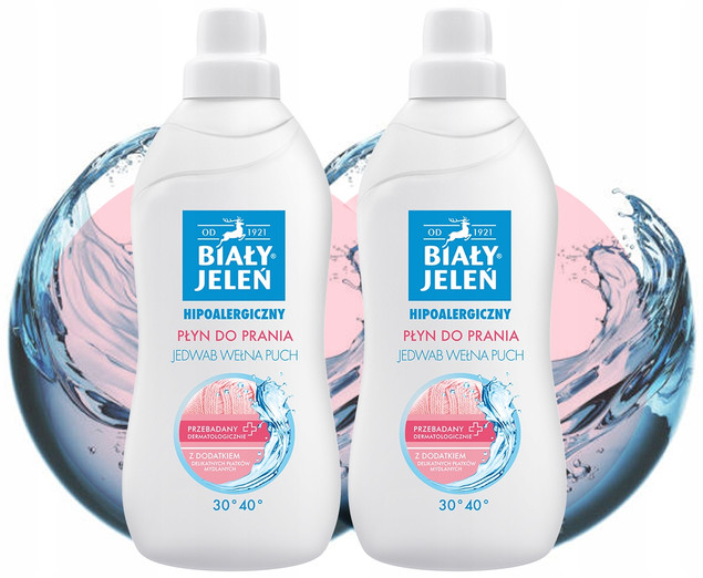 2x Płyn Do Prania JEDWAB WEŁNA PUCH Delikatny BIAŁY JELEŃ 1L