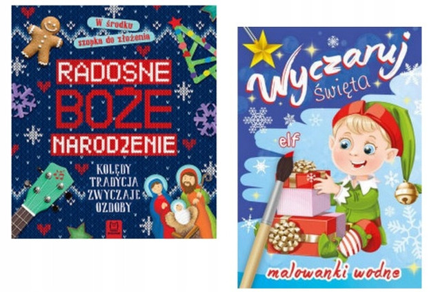 Radosne Boże Narodzenie Praca Zbiorowa – Książka dla Dzieci z Kolorowankami i Szopką