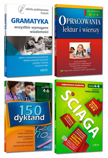 Zestaw Książek Opracowania Gramatyka Dyktanda Ściąga Język Polski Klasy 4-6