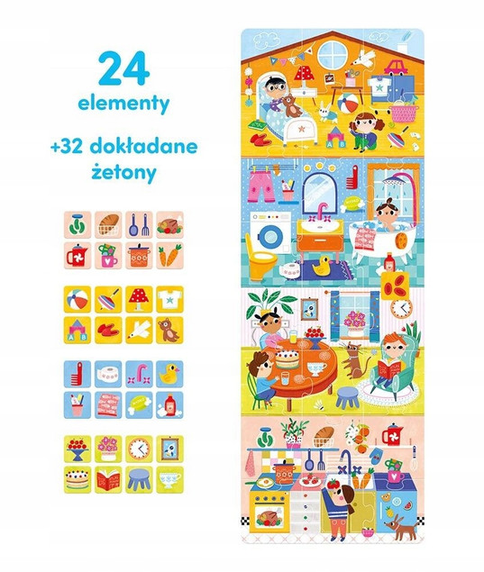 Puzzle 2w1 Zwierzęta i Dom - CzuCzu, 44 elementy, 2+