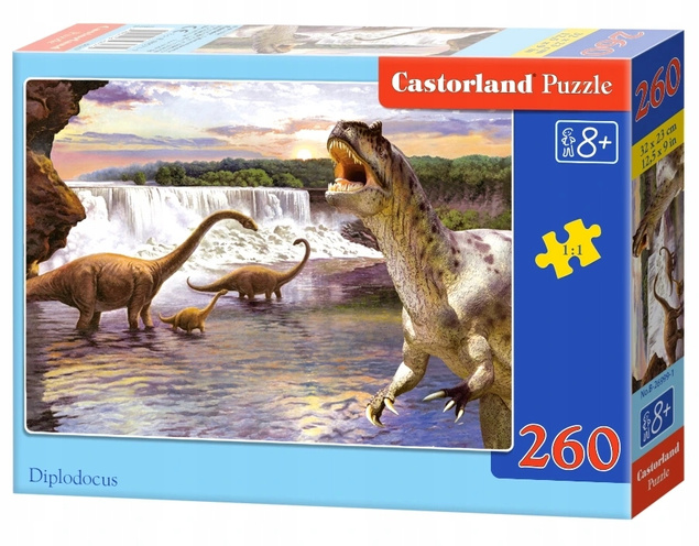 Puzzle 260 Układanka Dla Dzieci DINOZAUR Diplodoki Tyranozaur 8+ Castor