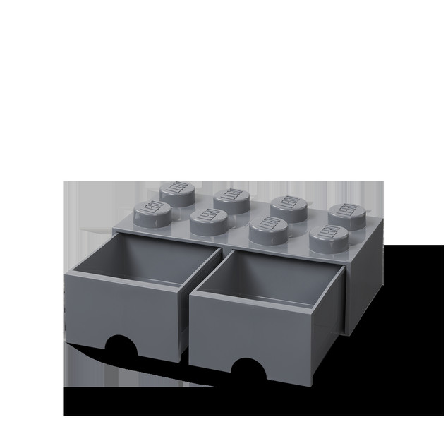 LEGO Pojemnik Klocek 8 z 2 Szufladami Szary Organizer