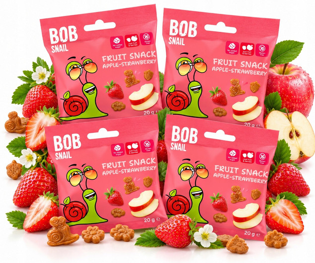 Bob Snail Żelki Owocowe Jabłko i Truskawka 20g x4