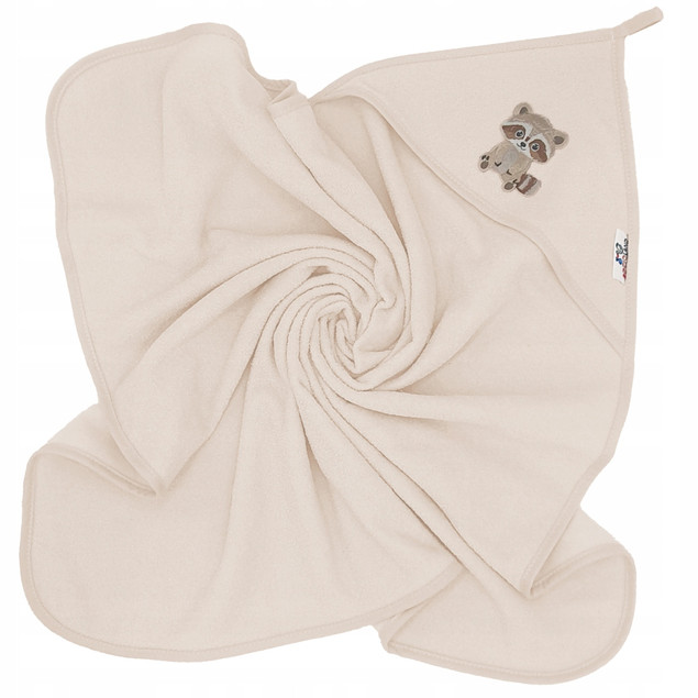 Okrycie Kąpielowe Z Kapturkiem Ręcznik 80x80 Bawełna BEŻOWE SZOP Bocioland