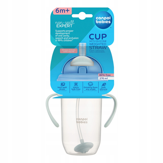 Kubek niekapek z obciążoną słomką 270 ml Canpol Babies