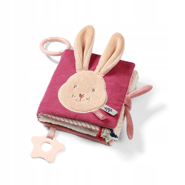 Detale Babyono Książeczka Sensoryczna Rabbit Karo – gryzak, szeleścik, metki, lustro
