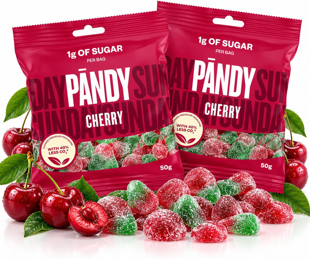 PANDY Cherry Żelki Bez Cukru Wiśniowe Błonnikowe 50g x2