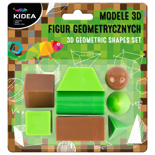 KIDEA Modele 3D Figur Brył Geometrycznych B PIXELE Zestaw Szkolny 8 Modeli