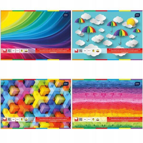 Blok Rysunkowy A4 10k 80g KOLOROWY Interdruk