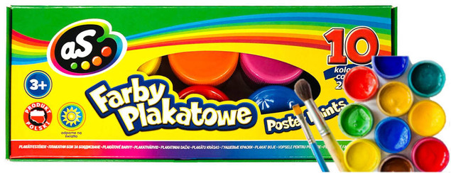 Farby plakatowe szkolne 10 kolorów 20ml Astra