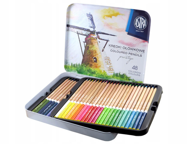 Astra Kredki ołówkowe w metalowym pudełku Prestige 48 szt.
